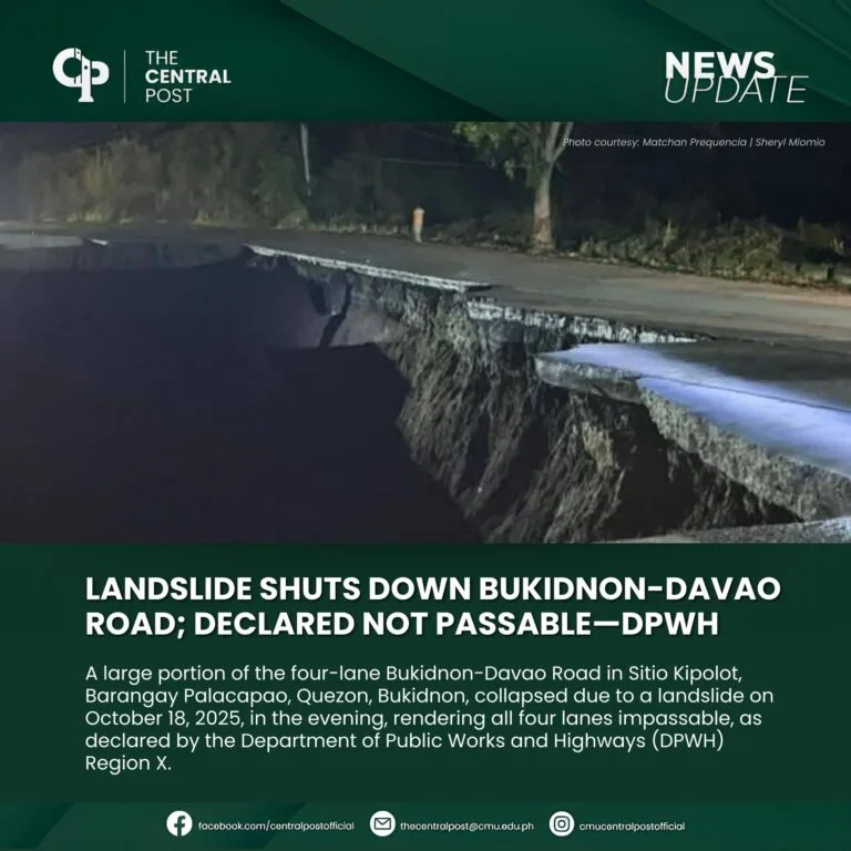 Landslide Shuts Down Bukidnon-Davao Road; Declared Not Passable—DPWH